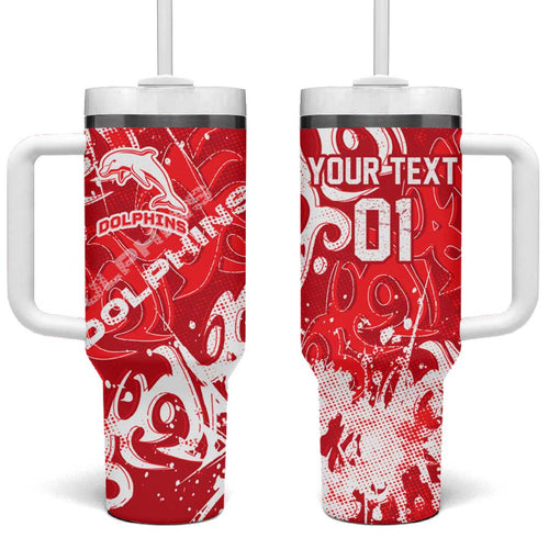 Personalized Dolphins Rugby Tumbler With Handle Urban Street Graffiti Style - Distressed Splatter Elements