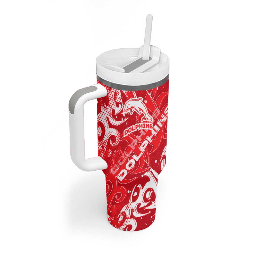 Personalized Dolphins Rugby Tumbler With Handle Urban Street Graffiti Style - Distressed Splatter Elements