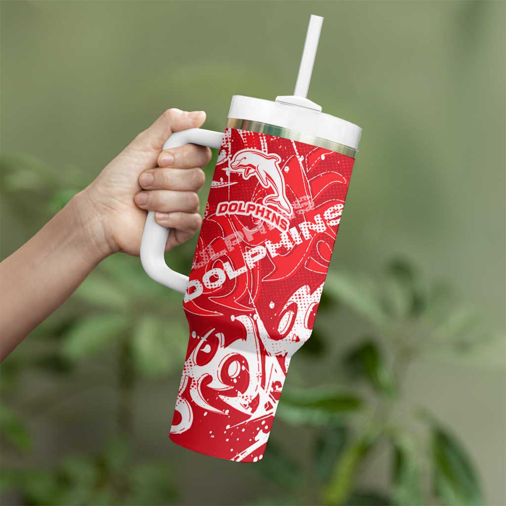 Personalized Dolphins Rugby Tumbler With Handle Urban Street Graffiti Style - Distressed Splatter Elements
