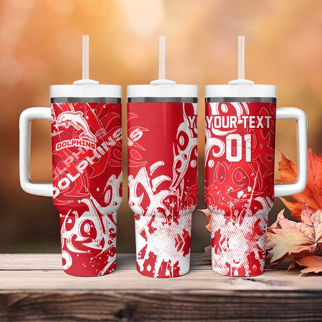 Personalized Dolphins Rugby Tumbler With Handle Urban Street Graffiti Style - Distressed Splatter Elements