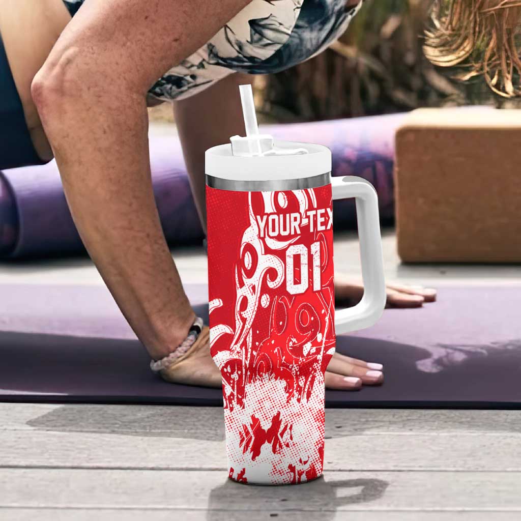 Personalized Dolphins Rugby Tumbler With Handle Urban Street Graffiti Style - Distressed Splatter Elements