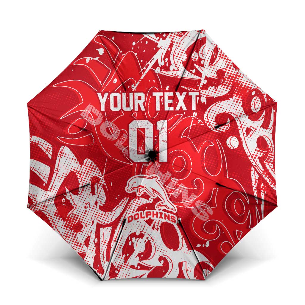 Personalized Dolphins Rugby Umbrella Urban Street Graffiti Style - Distressed Splatter Elements
