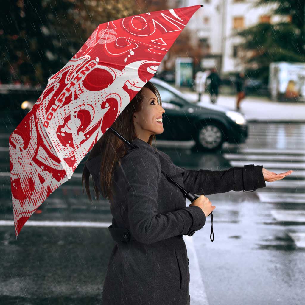 Personalized Dolphins Rugby Umbrella Urban Street Graffiti Style - Distressed Splatter Elements
