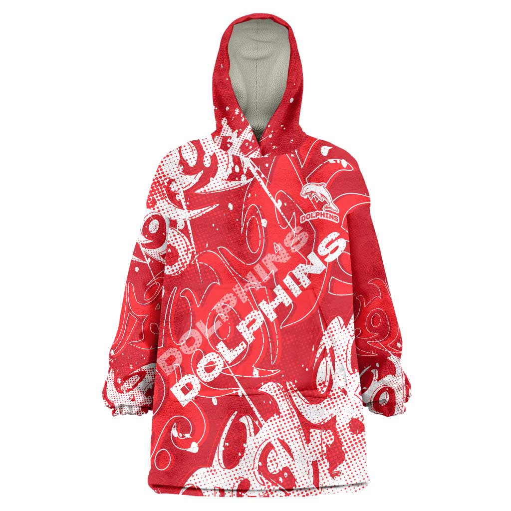 Personalized Dolphins Rugby Wearable Blanket Hoodie Urban Street Graffiti Style - Distressed Splatter Elements