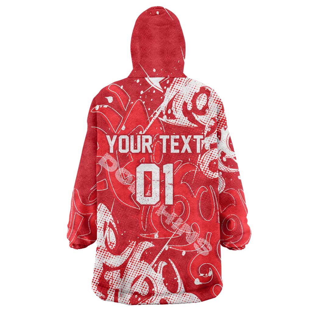 Personalized Dolphins Rugby Wearable Blanket Hoodie Urban Street Graffiti Style - Distressed Splatter Elements