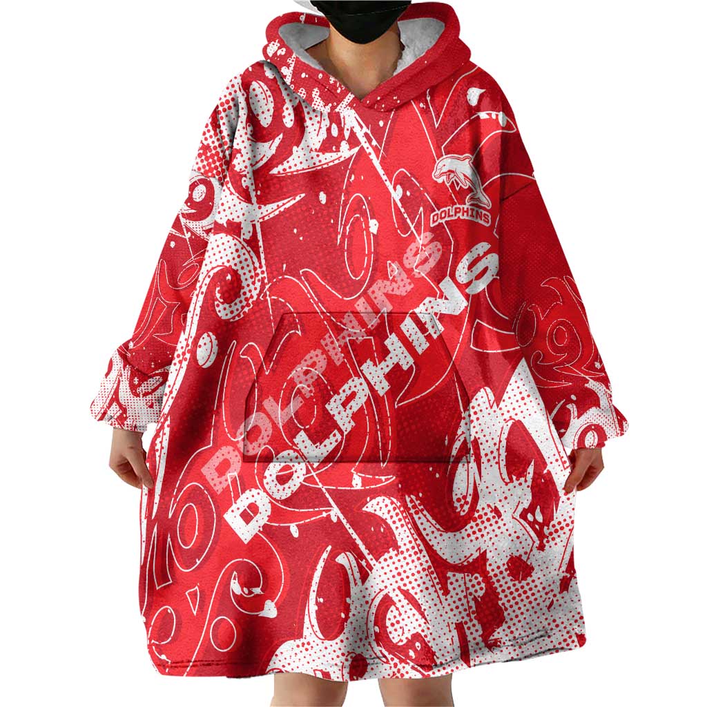 Personalized Dolphins Rugby Wearable Blanket Hoodie Urban Street Graffiti Style - Distressed Splatter Elements