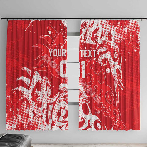 Personalized Dolphins Rugby Window Curtain Urban Street Graffiti Style - Distressed Splatter Elements