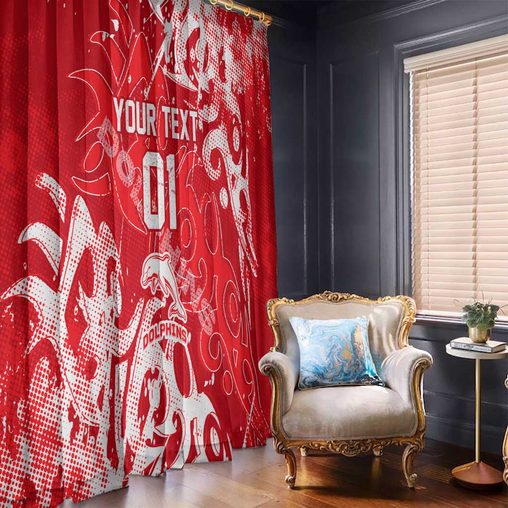 Personalized Dolphins Rugby Window Curtain Urban Street Graffiti Style - Distressed Splatter Elements