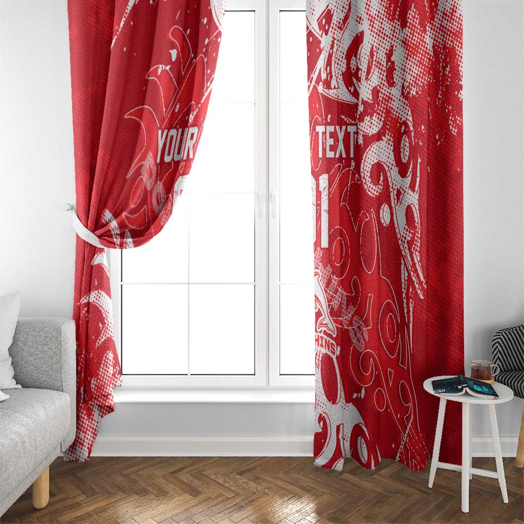 Personalized Dolphins Rugby Window Curtain Urban Street Graffiti Style - Distressed Splatter Elements