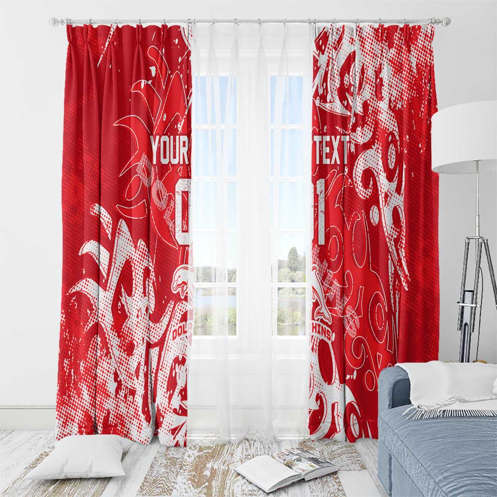 Personalized Dolphins Rugby Window Curtain Urban Street Graffiti Style - Distressed Splatter Elements