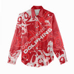 Personalized Dolphins Rugby Women Casual Shirt Urban Street Graffiti Style - Distressed Splatter Elements