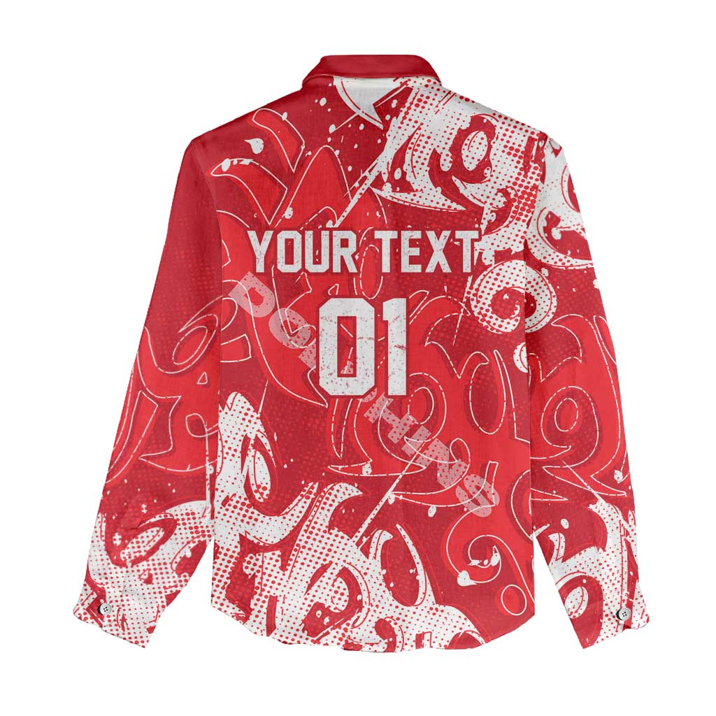 Personalized Dolphins Rugby Women Casual Shirt Urban Street Graffiti Style - Distressed Splatter Elements