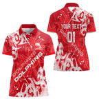 Personalized Dolphins Rugby Women Polo Shirt Urban Street Graffiti Style - Distressed Splatter Elements