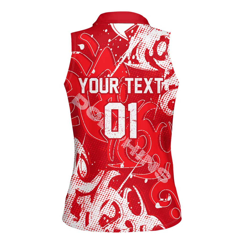 Personalized Dolphins Rugby Women Sleeveless Polo Shirt Urban Street Graffiti Style - Distressed Splatter Elements