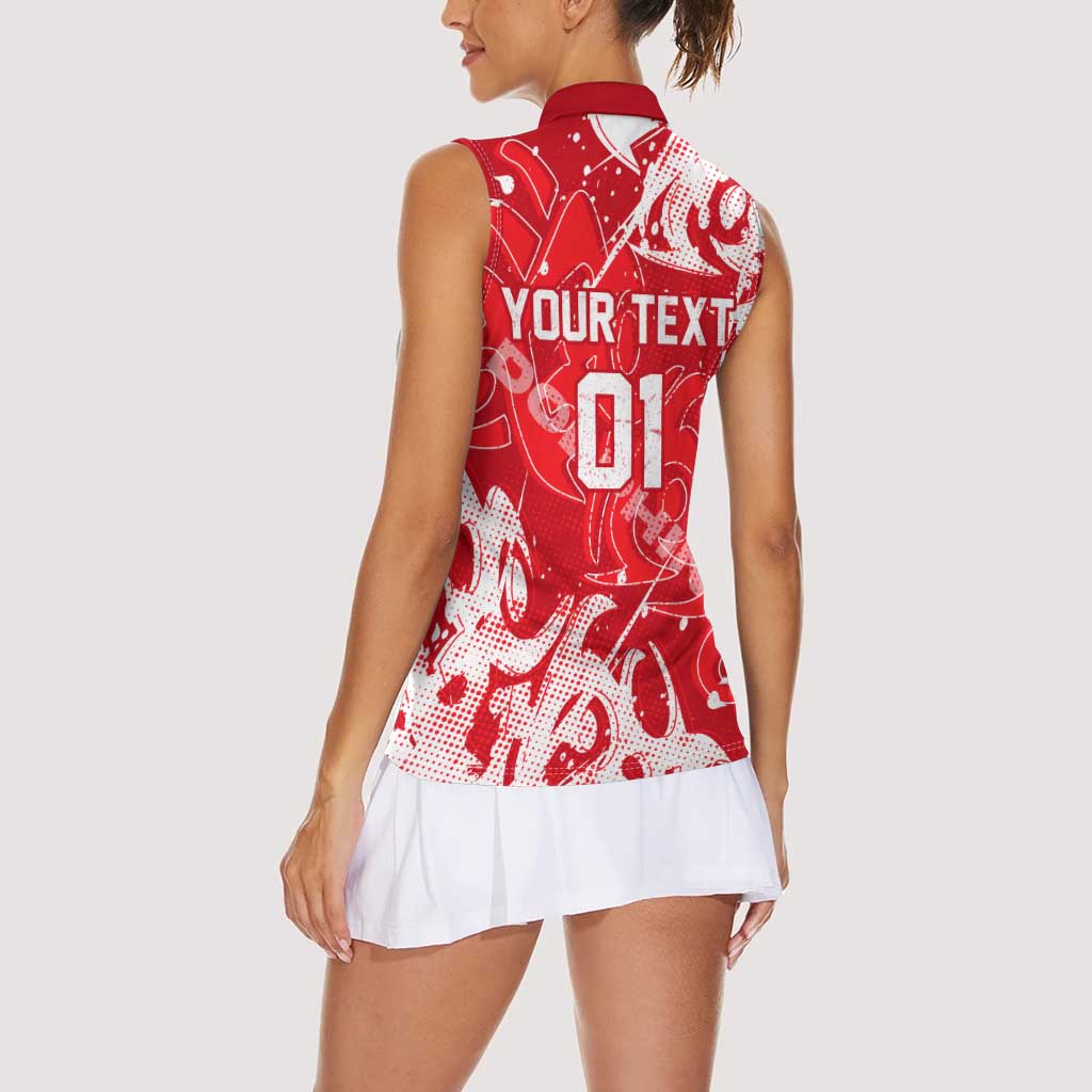 Personalized Dolphins Rugby Women Sleeveless Polo Shirt Urban Street Graffiti Style - Distressed Splatter Elements