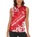 Personalized Dolphins Rugby Women Sleeveless Polo Shirt Urban Street Graffiti Style - Distressed Splatter Elements