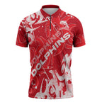 Personalized Dolphins Rugby Zipper Polo Shirt Urban Street Graffiti Style - Distressed Splatter Elements