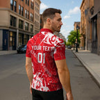 Personalized Dolphins Rugby Zipper Polo Shirt Urban Street Graffiti Style - Distressed Splatter Elements