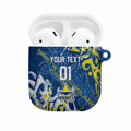 Personalized North Queensland Cowboys Rugby AirPods Case Urban Street Graffiti Style - Distressed Splatter Elements