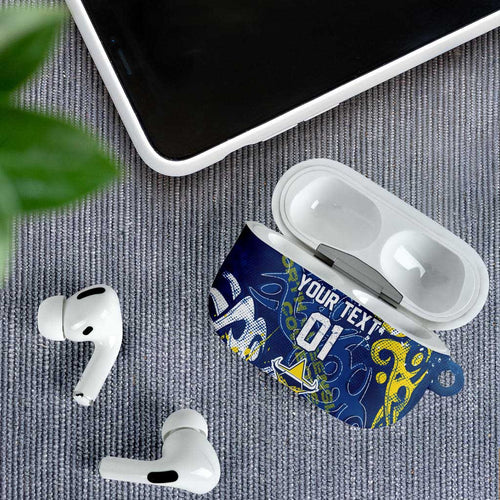 Personalized North Queensland Cowboys Rugby AirPods Case Urban Street Graffiti Style - Distressed Splatter Elements