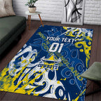 Personalized North Queensland Cowboys Rugby Area Rug Urban Street Graffiti Style - Distressed Splatter Elements