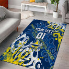 Personalized North Queensland Cowboys Rugby Area Rug Urban Street Graffiti Style - Distressed Splatter Elements