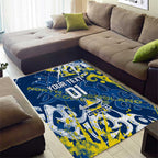 Personalized North Queensland Cowboys Rugby Area Rug Urban Street Graffiti Style - Distressed Splatter Elements