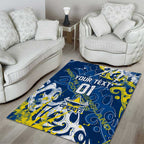 Personalized North Queensland Cowboys Rugby Area Rug Urban Street Graffiti Style - Distressed Splatter Elements