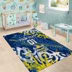 Personalized North Queensland Cowboys Rugby Area Rug Urban Street Graffiti Style - Distressed Splatter Elements
