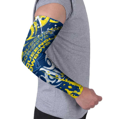 Personalized North Queensland Cowboys Rugby Arm Sleeves Urban Street Graffiti Style - Distressed Splatter Elements