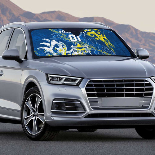 Personalized North Queensland Cowboys Rugby Auto Sun Shade Urban Street Graffiti Style - Distressed Splatter Elements