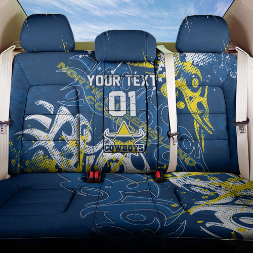 Personalized North Queensland Cowboys Rugby Back Car Seat Cover Urban Street Graffiti Style - Distressed Splatter Elements