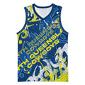 Personalized North Queensland Cowboys Rugby Basketball Jersey Urban Street Graffiti Style - Distressed Splatter Elements