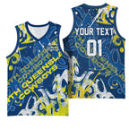 Personalized North Queensland Cowboys Rugby Basketball Jersey Urban Street Graffiti Style - Distressed Splatter Elements