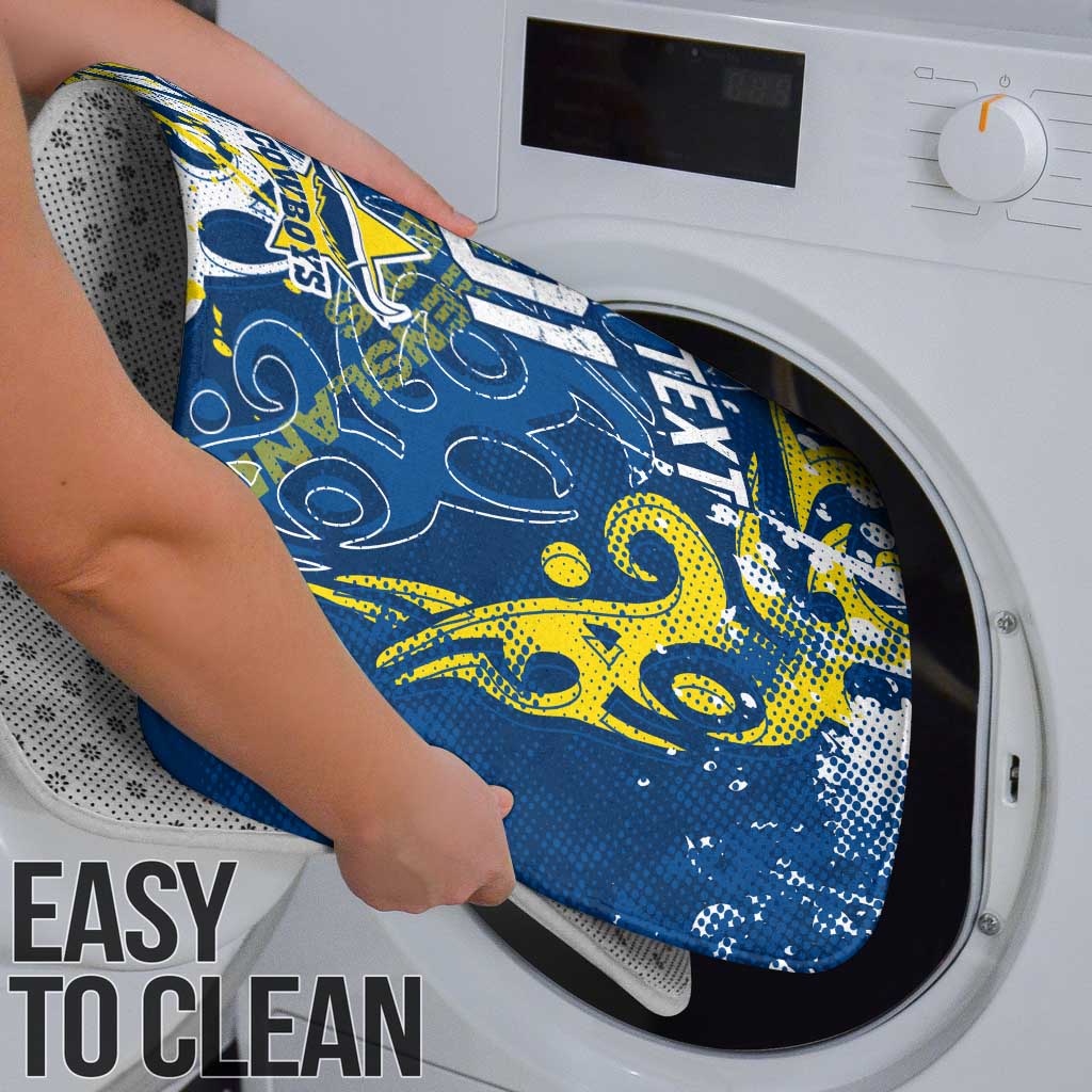 Personalized North Queensland Cowboys Rugby Bathroom Set Urban Street Graffiti Style - Distressed Splatter Elements