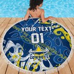 Personalized North Queensland Cowboys Rugby Beach Blanket Urban Street Graffiti Style - Distressed Splatter Elements