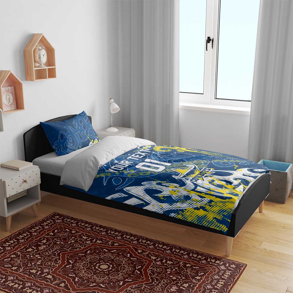 Personalized North Queensland Cowboys Rugby Bedding Set Urban Street Graffiti Style - Distressed Splatter Elements