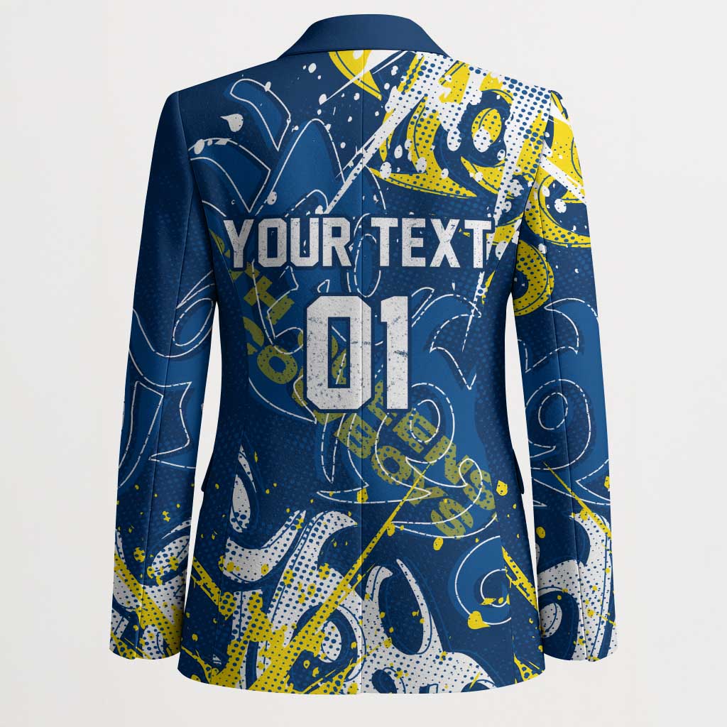 Personalized North Queensland Cowboys Rugby Blazer Urban Street Graffiti Style - Distressed Splatter Elements