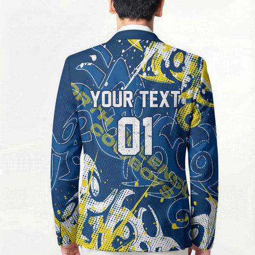 Personalized North Queensland Cowboys Rugby Blazer Urban Street Graffiti Style - Distressed Splatter Elements