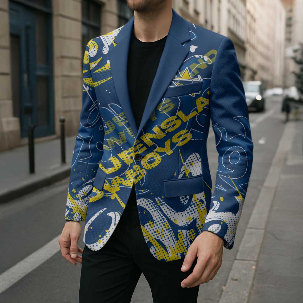 Personalized North Queensland Cowboys Rugby Blazer Urban Street Graffiti Style - Distressed Splatter Elements