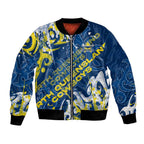 Personalized North Queensland Cowboys Rugby Bomber Jacket Urban Street Graffiti Style - Distressed Splatter Elements
