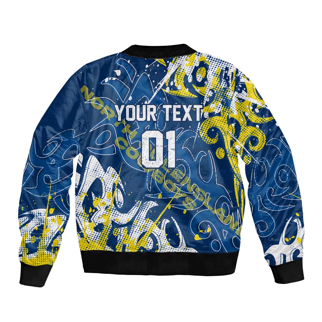 Personalized North Queensland Cowboys Rugby Bomber Jacket Urban Street Graffiti Style - Distressed Splatter Elements