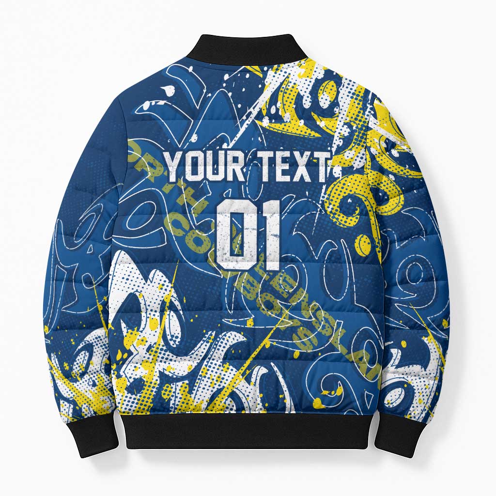 Personalized North Queensland Cowboys Rugby Bomber Puffer Jacket Urban Street Graffiti Style - Distressed Splatter Elements