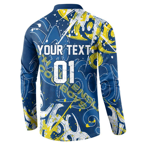 Personalized North Queensland Cowboys Rugby Button Sweatshirt Urban Street Graffiti Style - Distressed Splatter Elements