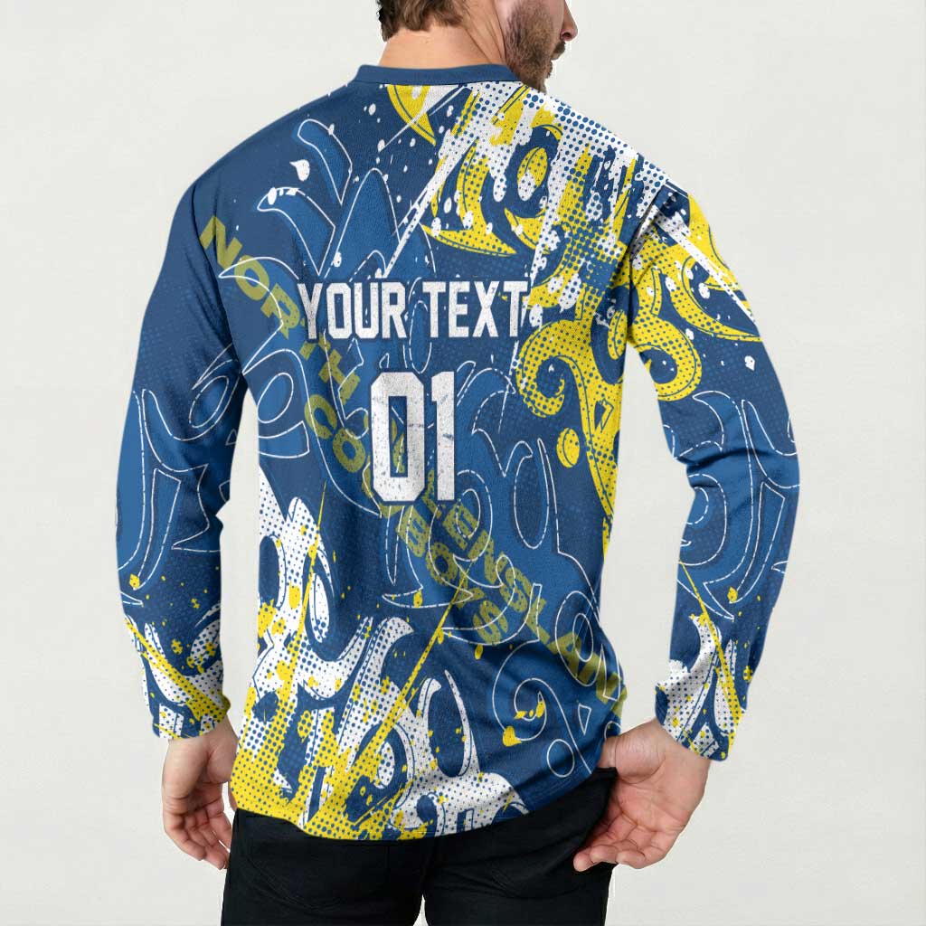 Personalized North Queensland Cowboys Rugby Button Sweatshirt Urban Street Graffiti Style - Distressed Splatter Elements