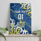 Personalized North Queensland Cowboys Rugby Canvas Wall Art Urban Street Graffiti Style - Distressed Splatter Elements