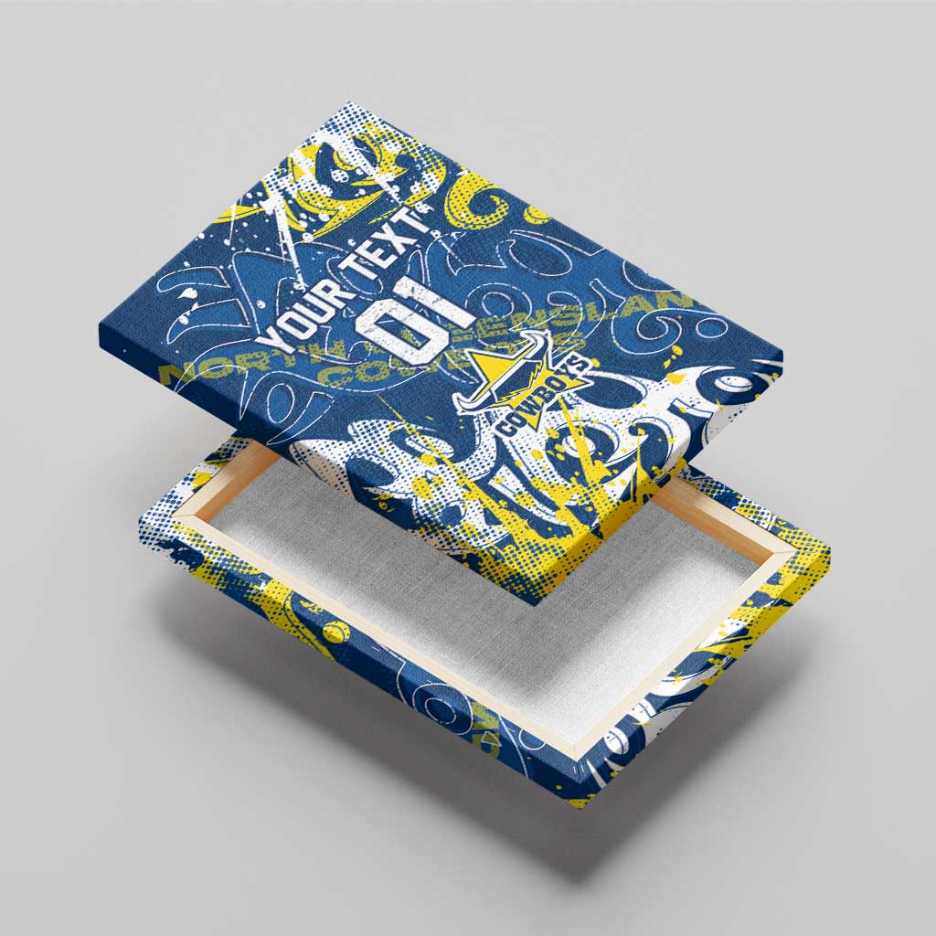 Personalized North Queensland Cowboys Rugby Canvas Wall Art Urban Street Graffiti Style - Distressed Splatter Elements