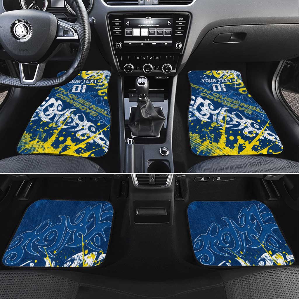 Personalized North Queensland Cowboys Rugby Car Mats Urban Street Graffiti Style - Distressed Splatter Elements