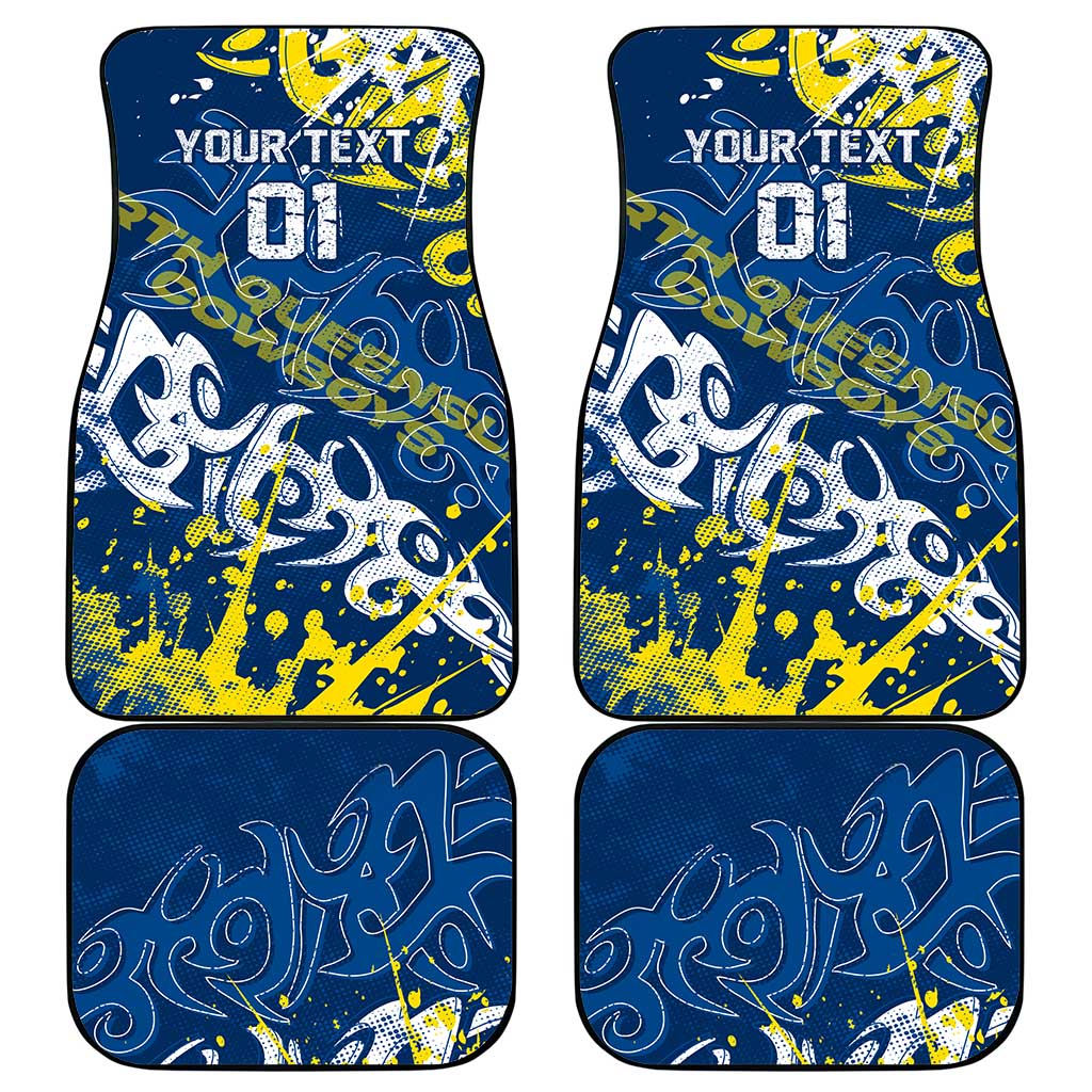 Personalized North Queensland Cowboys Rugby Car Mats Urban Street Graffiti Style - Distressed Splatter Elements