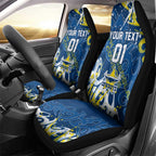 Personalized North Queensland Cowboys Rugby Car Seat Cover Urban Street Graffiti Style - Distressed Splatter Elements